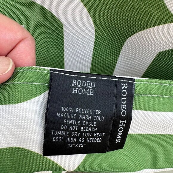 Rodeo Home Green & White Geometric Pattern Woven Rectangle Table Runner 13"x72" - Picture 5 of 6